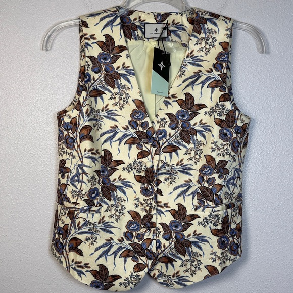 Tuckernuck Montrose Chintz Martine Vest SM Floral ButterYellow Spring Preppy NEW - Picture 4 of 17